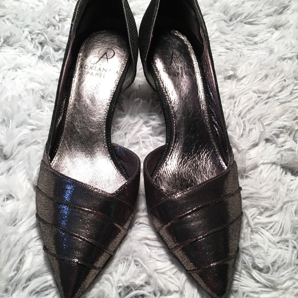 Adrianna Papell Metallic Leather Heels Size W 6